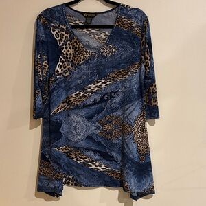 Valentina Denim Blue and Leopard Print Tunic